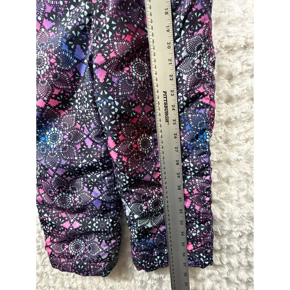 The Childrens Place Girls 5T Snow Bibs Purple Pink Blue Geometric Print Overalls
